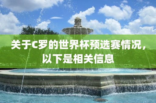 关于C罗的世界杯预选赛情况，以下是相关信息
