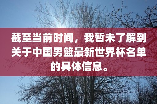 截至当前时间，我暂未了解到关于中国男篮最新世界杯名单的具体信息。