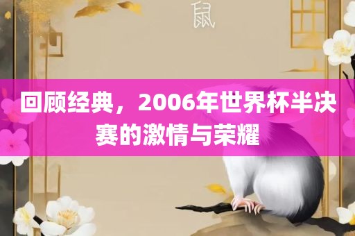 回顾经典，2006年世界杯半决赛的激情与荣耀